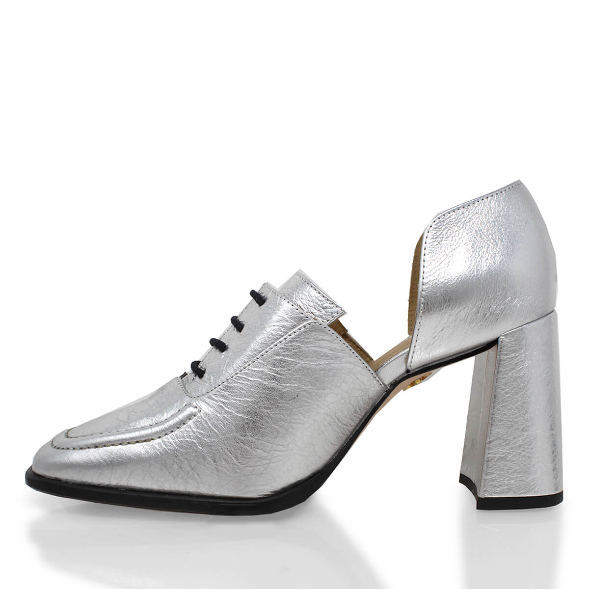 ERICA 75 - Black Regina Romero High Heel Sneaker for Lady in Leather