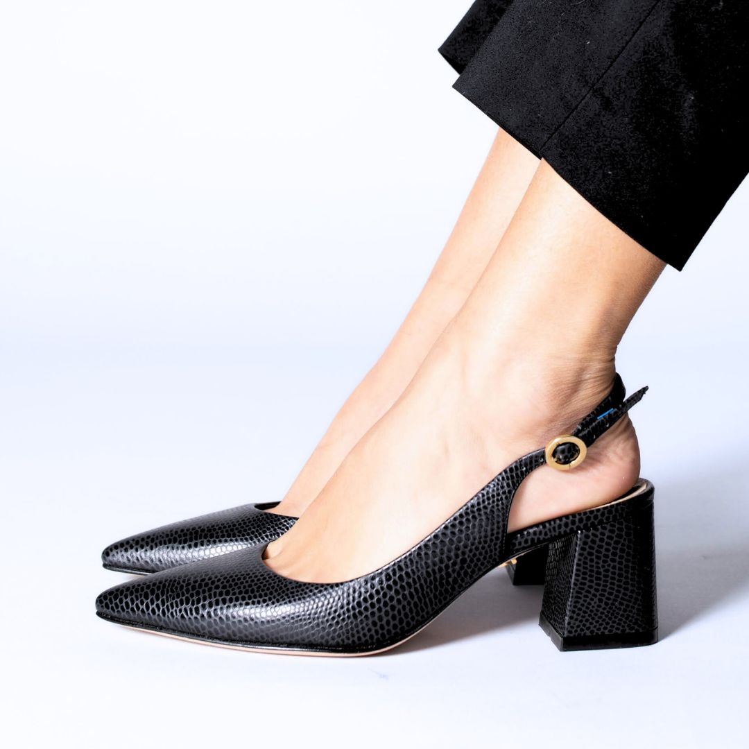 TANIA 50 - Lizard Black Regina Romero Low Heel Sneaker Shoe for Women in Leather