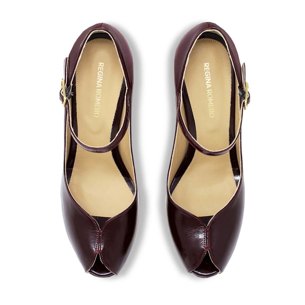 SAVINA 120 - Charol Burgundy Regina Romero Zapato Plataforma Tacon Alto Para Dama en Piel