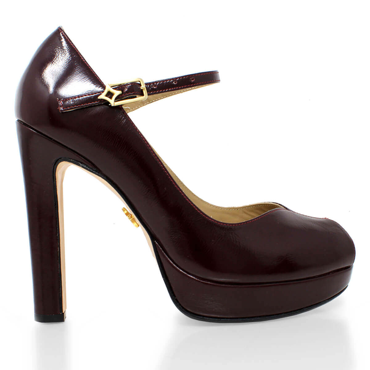SAVINA 120 - Charol Burgundy Regina Romero Zapato Plataforma Tacon Alto Para Dama en Piel
