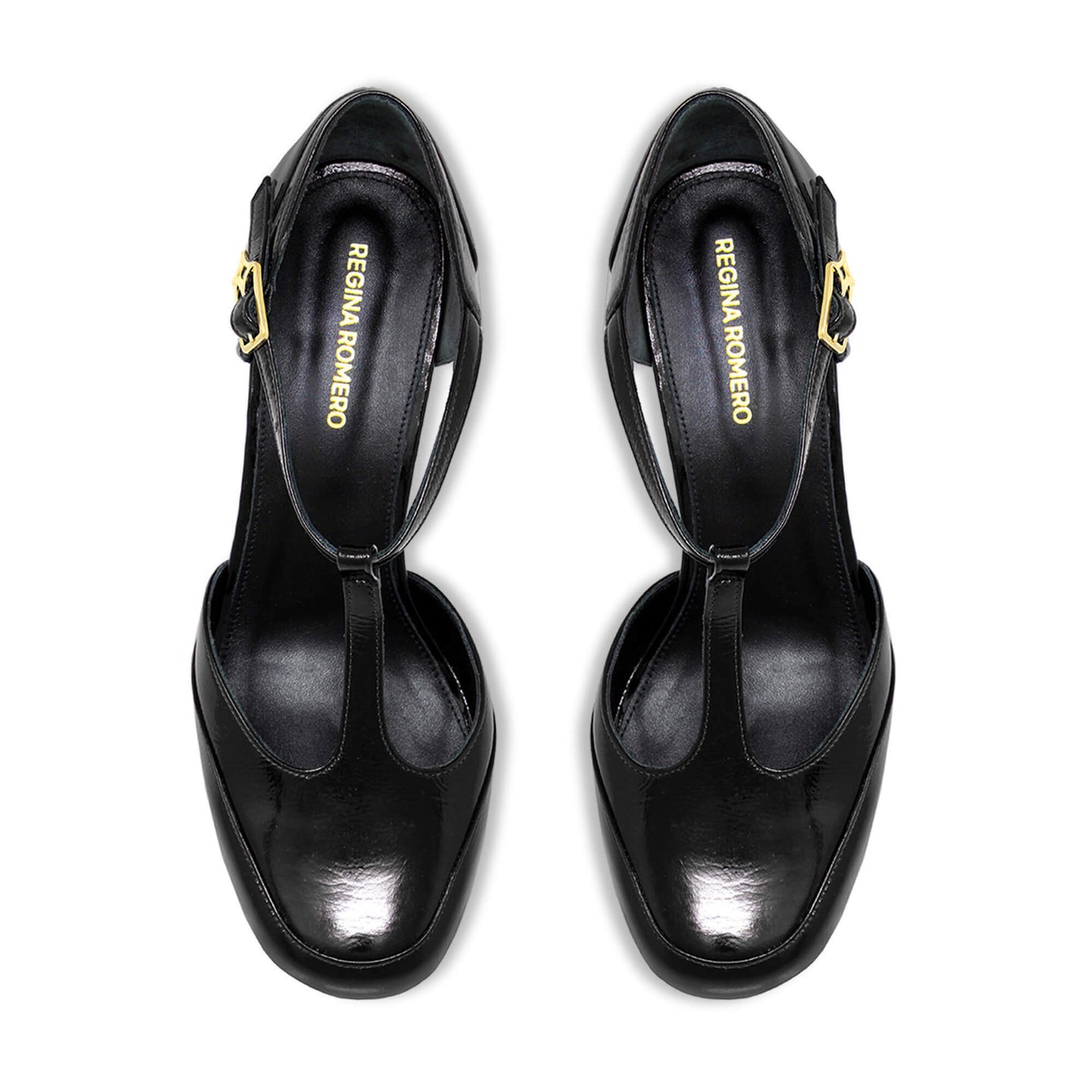 VIVIANA 95 - Charol Negro Regina Romero Zapato Plataforma Tacon Alto Para Dama en Piel
