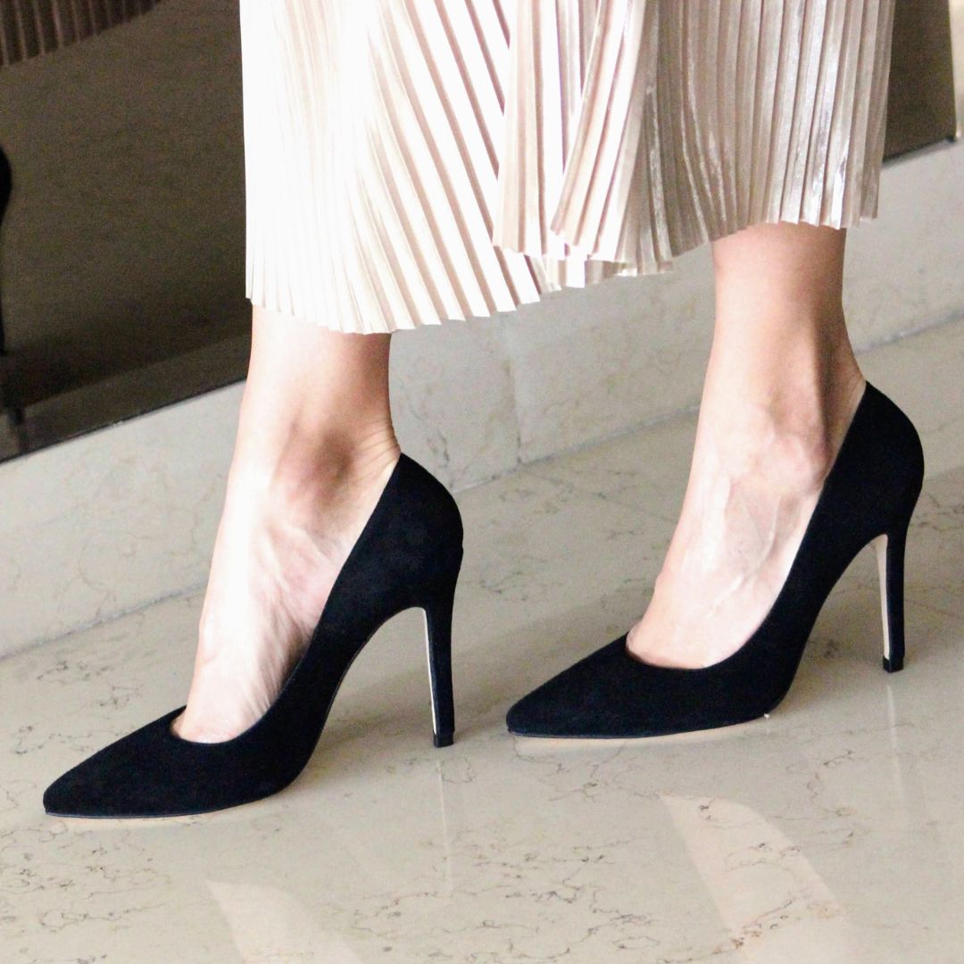 REGINA PUMP 105 - Ante Negro Regina Romero Zapato Zapatilla Tacon Alto Para Dama en Piel 2