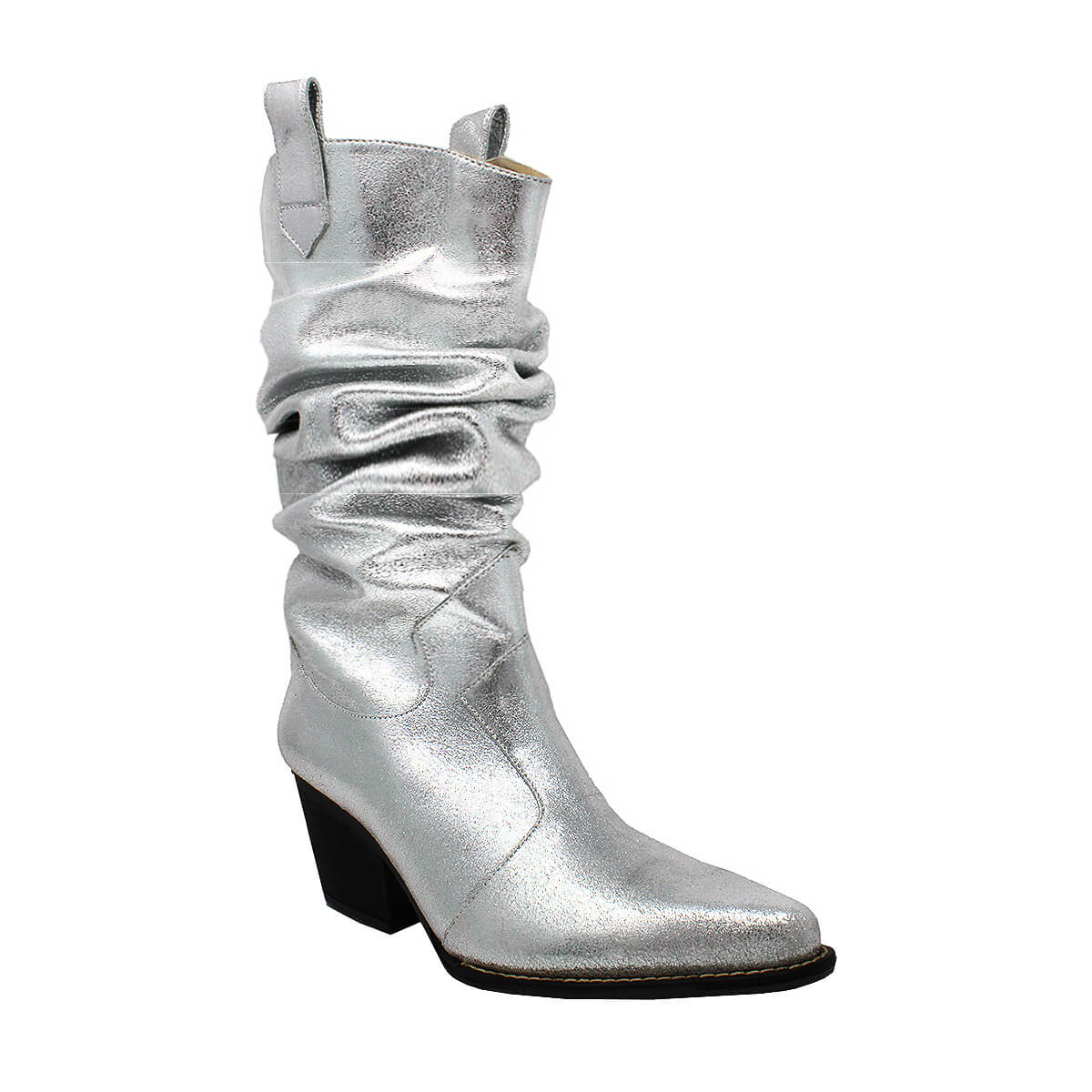 MADELEINE 60 - Plata Regina Romero Zapato Bota Botin Tacon Bajo Para Dama en Piel