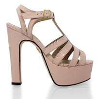 ROMI 135 - Light Pink Regina Romero High Heel Platform Sandal Shoe for Lady in Leather