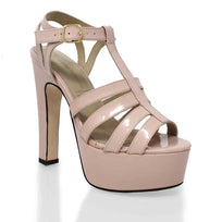 ROMI 135 - Light Pink Regina Romero High Heel Platform Sandal Shoe for Lady in Leather