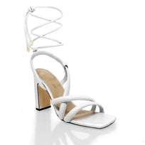 MIA 100 - Blanco Regina Romero Zapato Sandalia Zapatilla Tacon Alto Para Dama en Piel