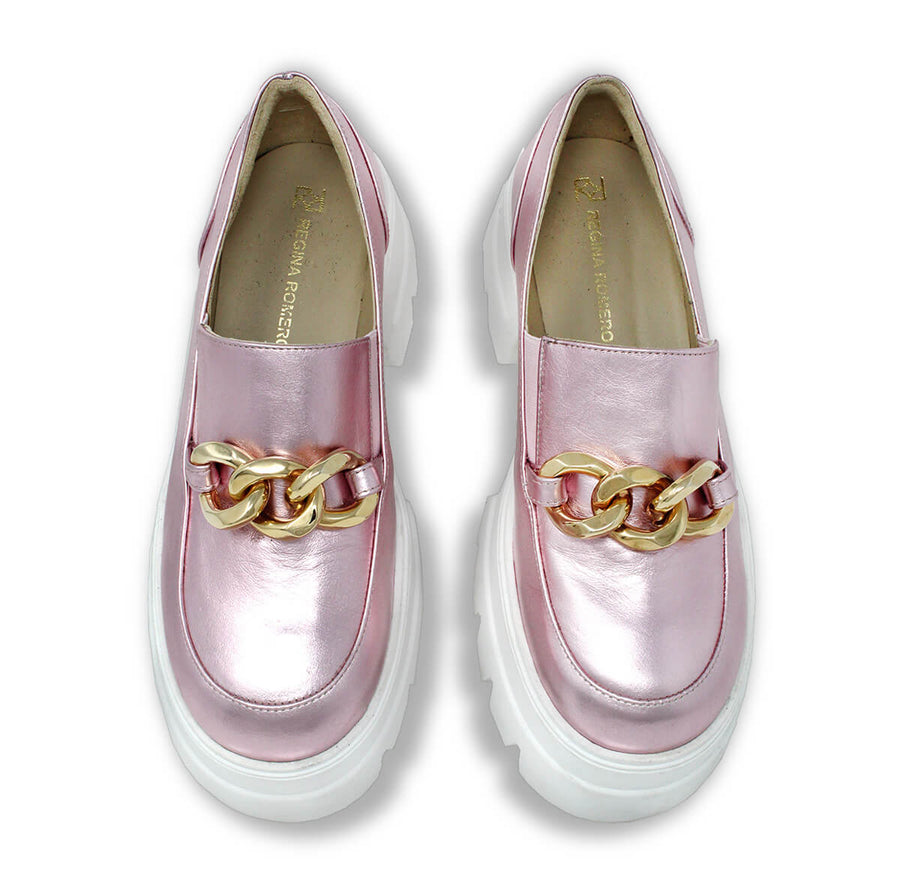 RAQUEL 65 - Rosa Metalico Regina Romero Zapato Tenis Urbano Sport Para Dama en Piel