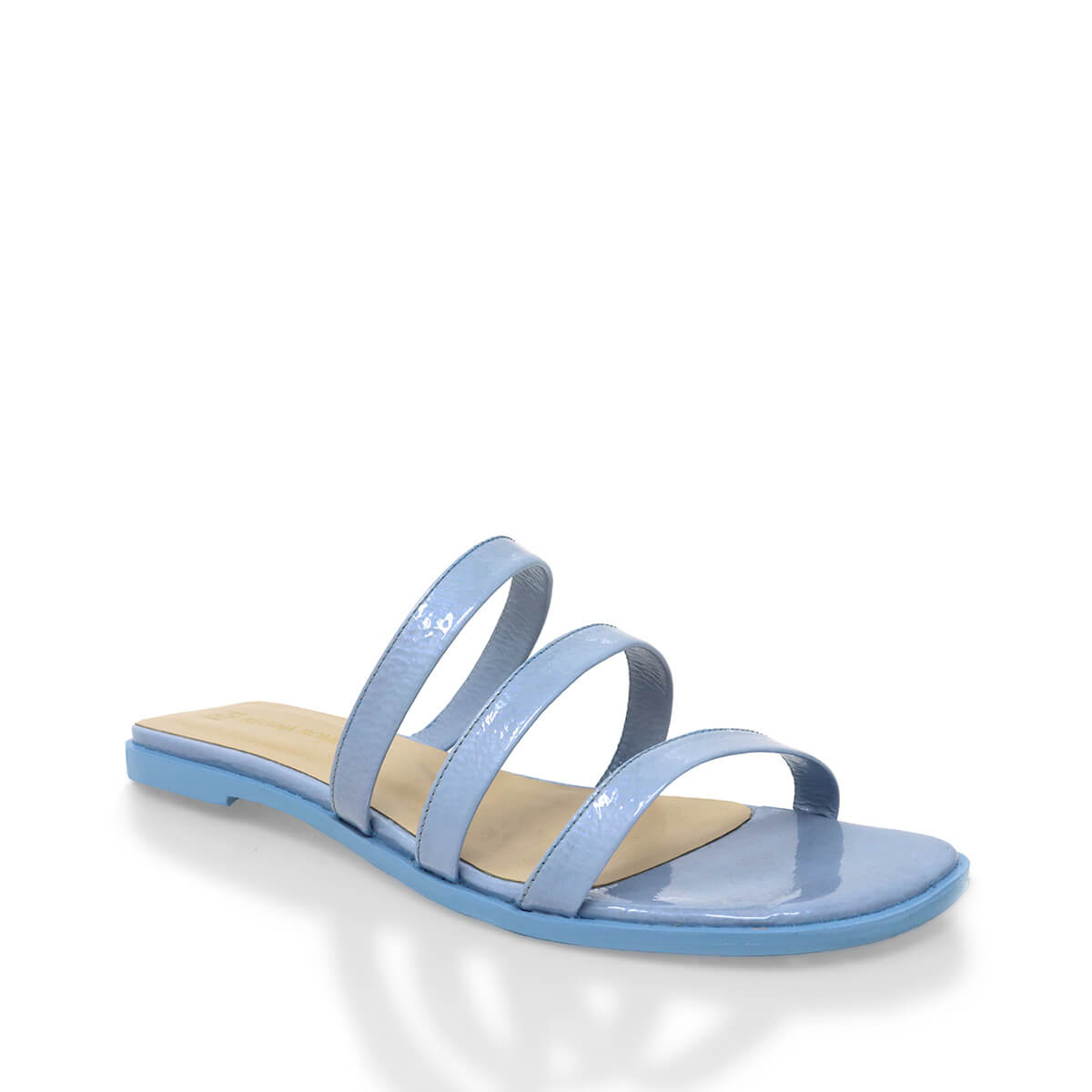 CILIA - Charol Azul Claro Regina Romero Zapato Sandalia de Piso Para Dama en Piel