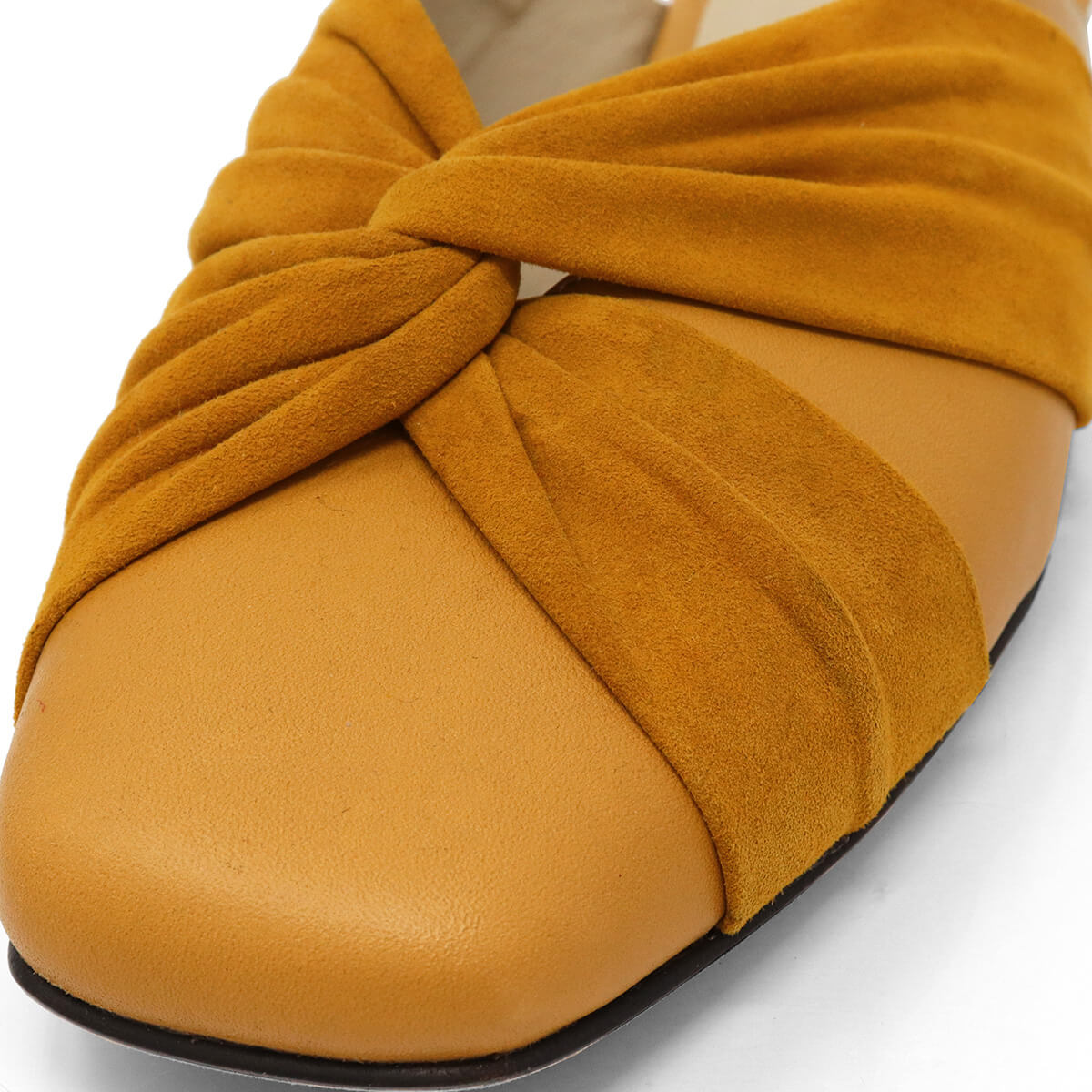 GISELLE - Mostaza Regina Romero Zapato Flat Balerina de Piso Para Dama en Piel