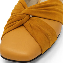 GISELLE - Mostaza Regina Romero Zapato Flat Balerina de Piso Para Dama en Piel
