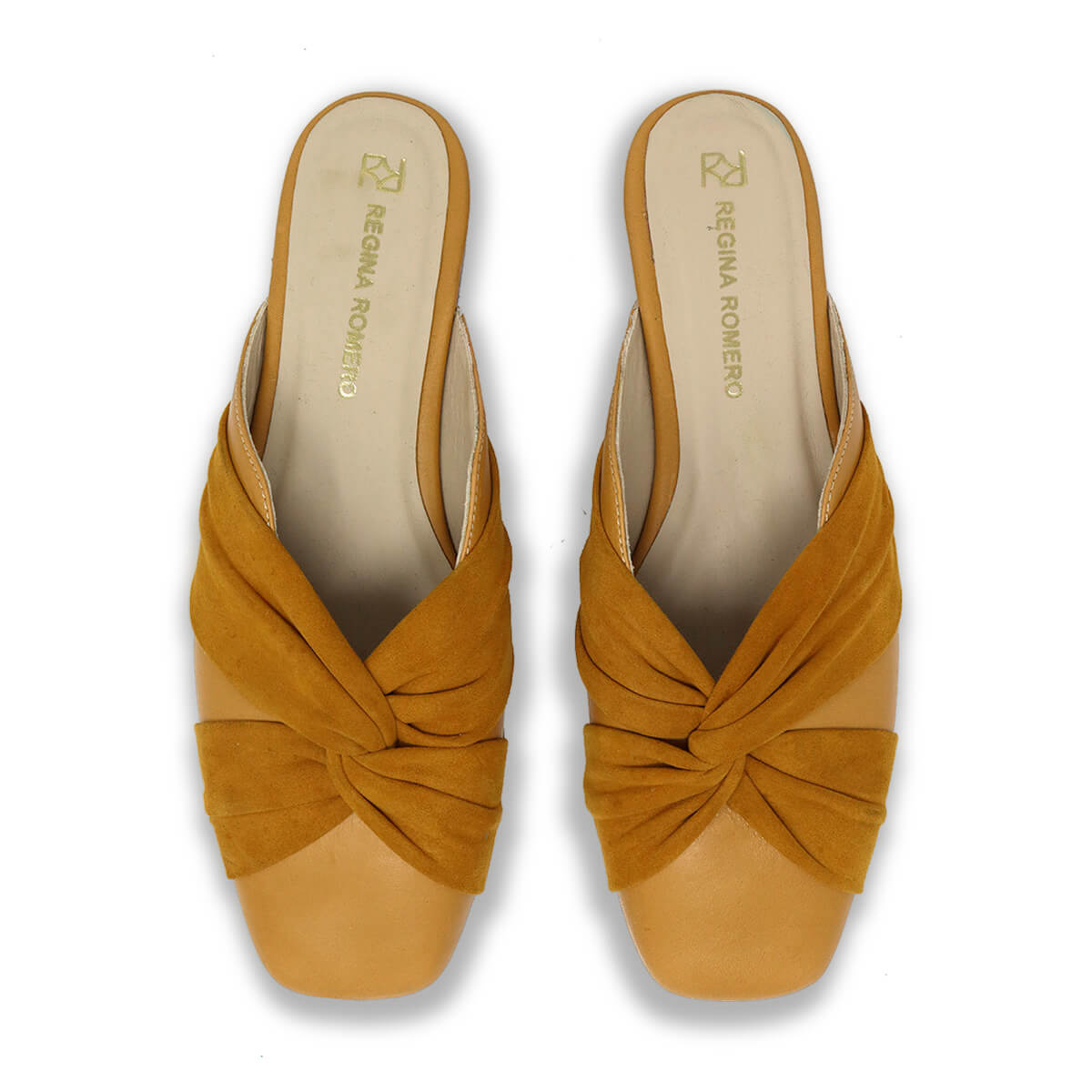GISELLE - Mostaza Regina Romero Zapato Flat Balerina de Piso Para Dama en Piel