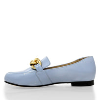 ALINE - Charol Azul Regina Romero Zapato Mocasin de Piso Para Dama en Piel