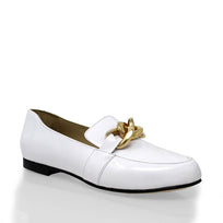 ALINE - Charol Blanco Regina Romero Zapato Mocasin de Piso Para Dama en Piel