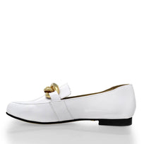 ALINE - Charol Blanco Regina Romero Zapato Mocasin de Piso Para Dama en Piel