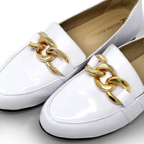 ALINE - Charol Blanco Regina Romero Zapato Mocasin de Piso Para Dama en Piel