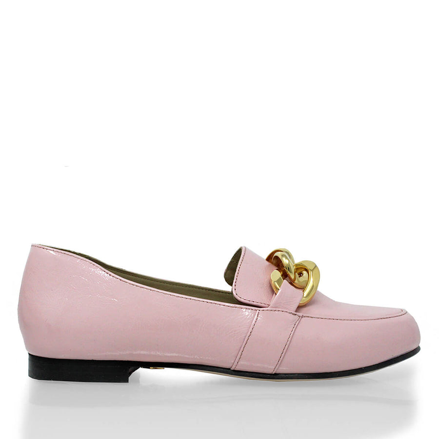 ALINE - Charol Rosa Regina Romero Zapato Mocasin de Piso Para Dama en Piel