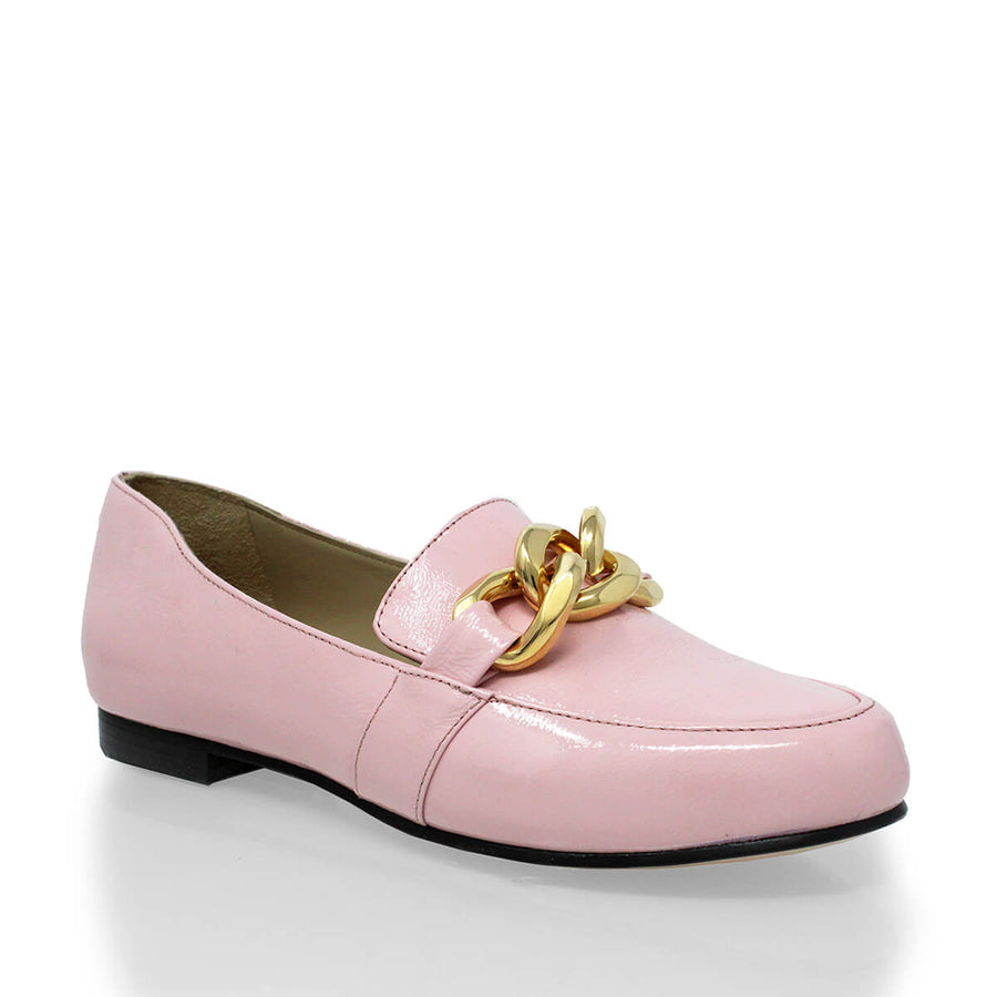 ALINE - Charol Rosa Regina Romero Zapato Mocasin de Piso Para Dama en Piel