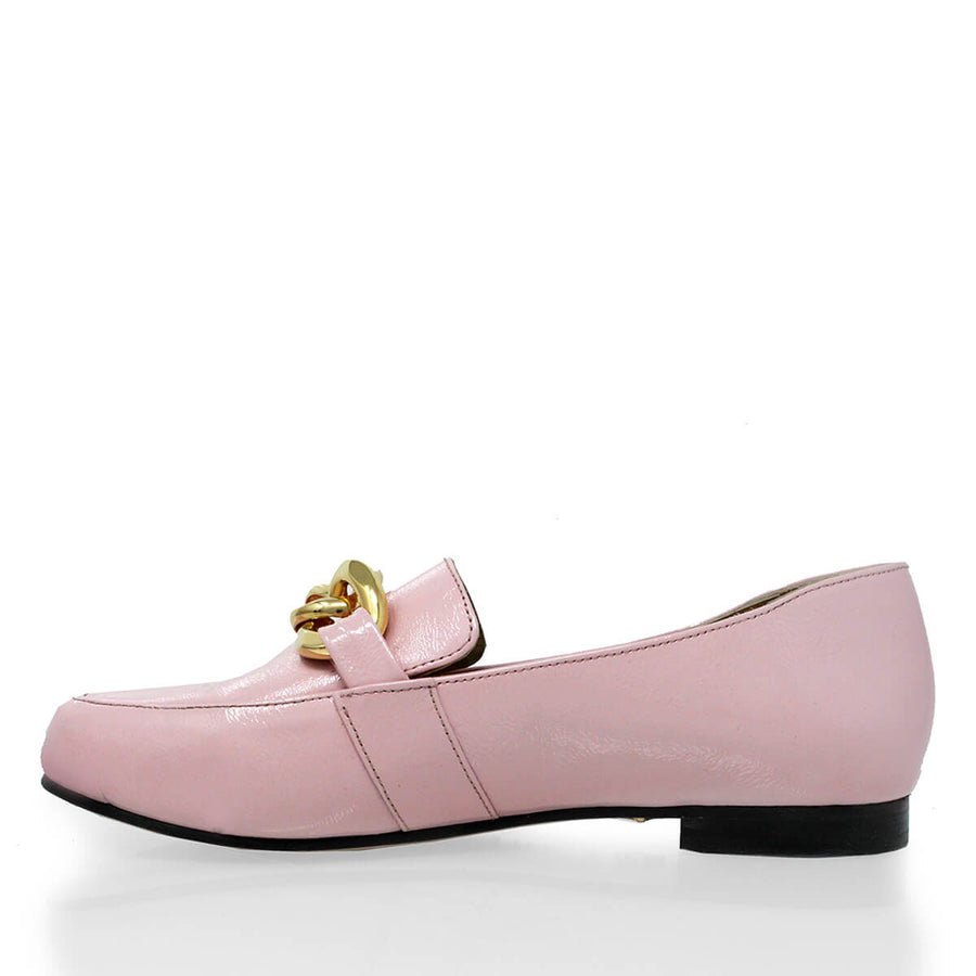 ALINE - Charol Rosa Regina Romero Zapato Mocasin de Piso Para Dama en Piel