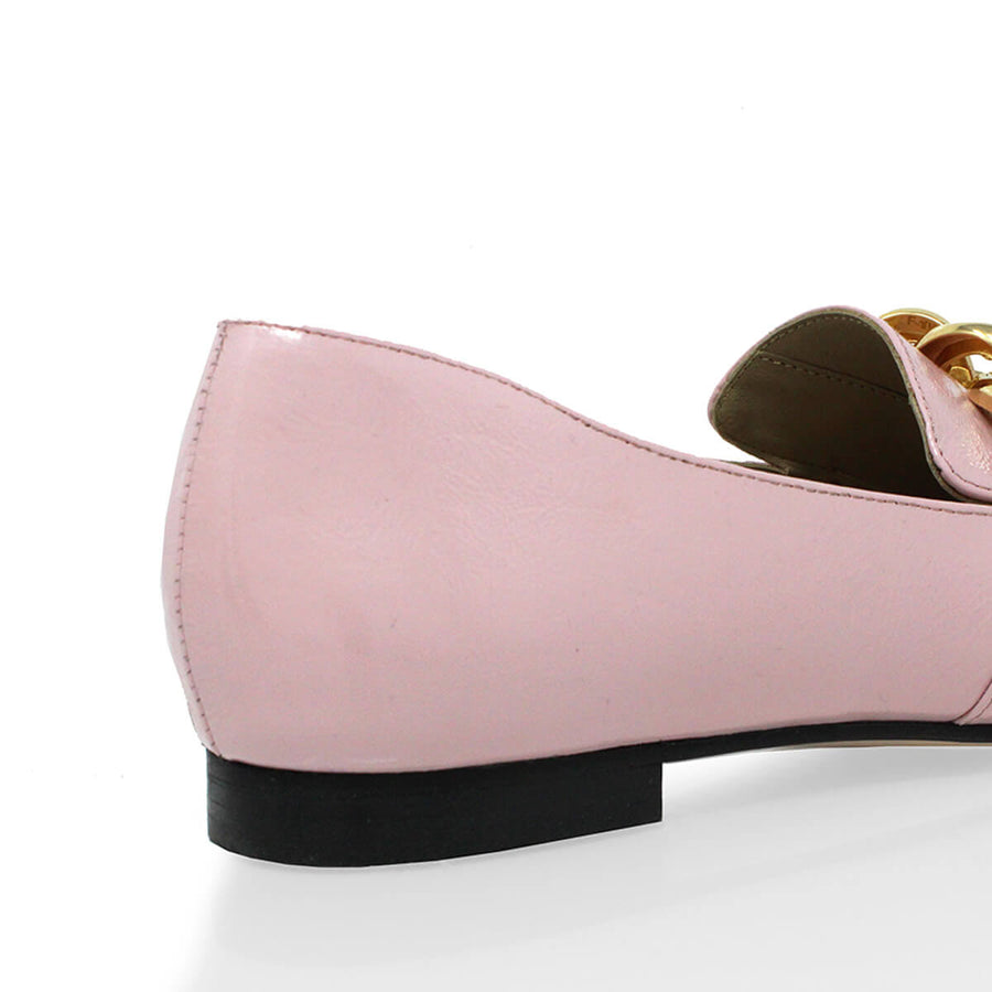 ALINE - Charol Rosa Regina Romero Zapato Mocasin de Piso Para Dama en Piel