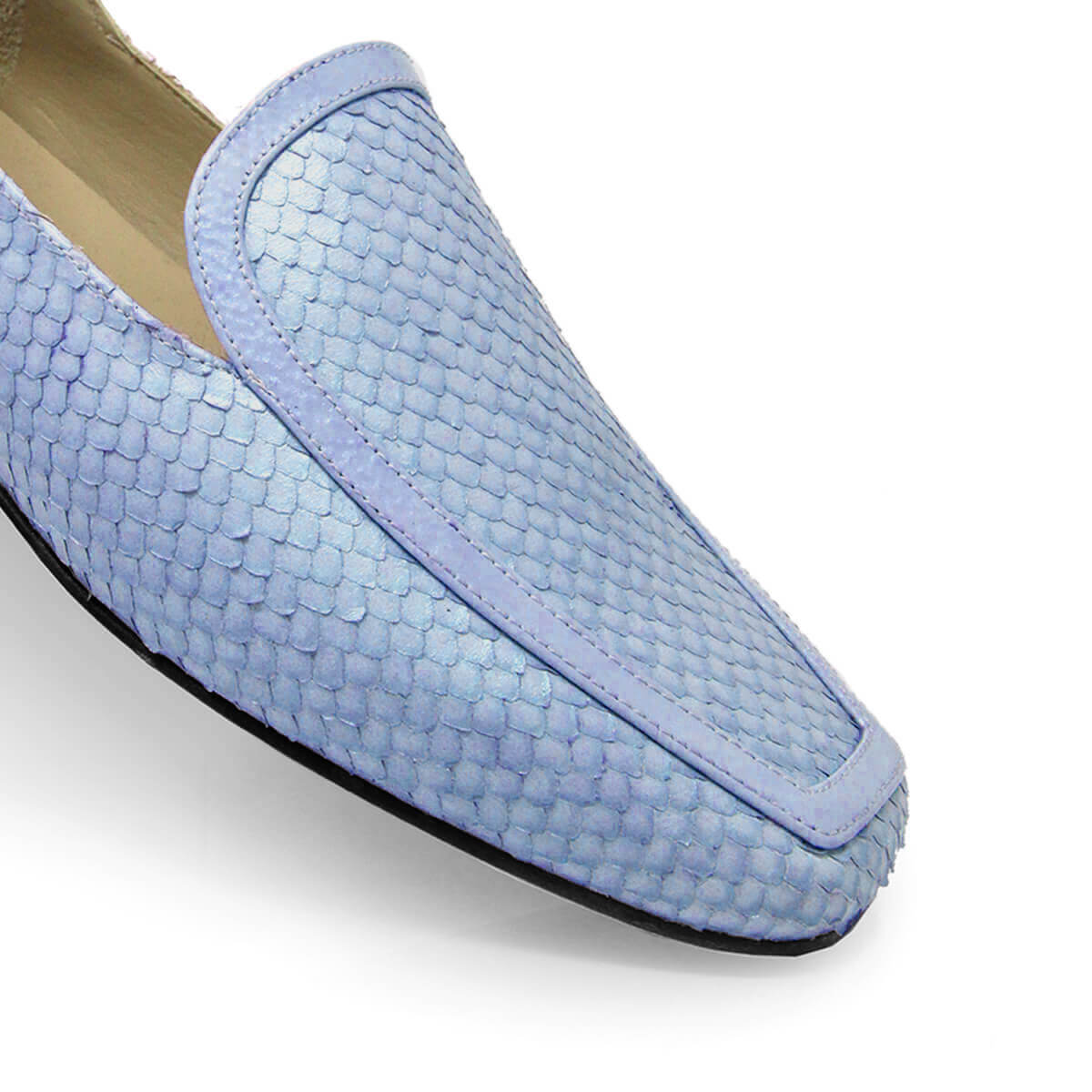 CORA - Azul Claro Regina Romero Zapato Mocasin de Piso Para Dama en Piel