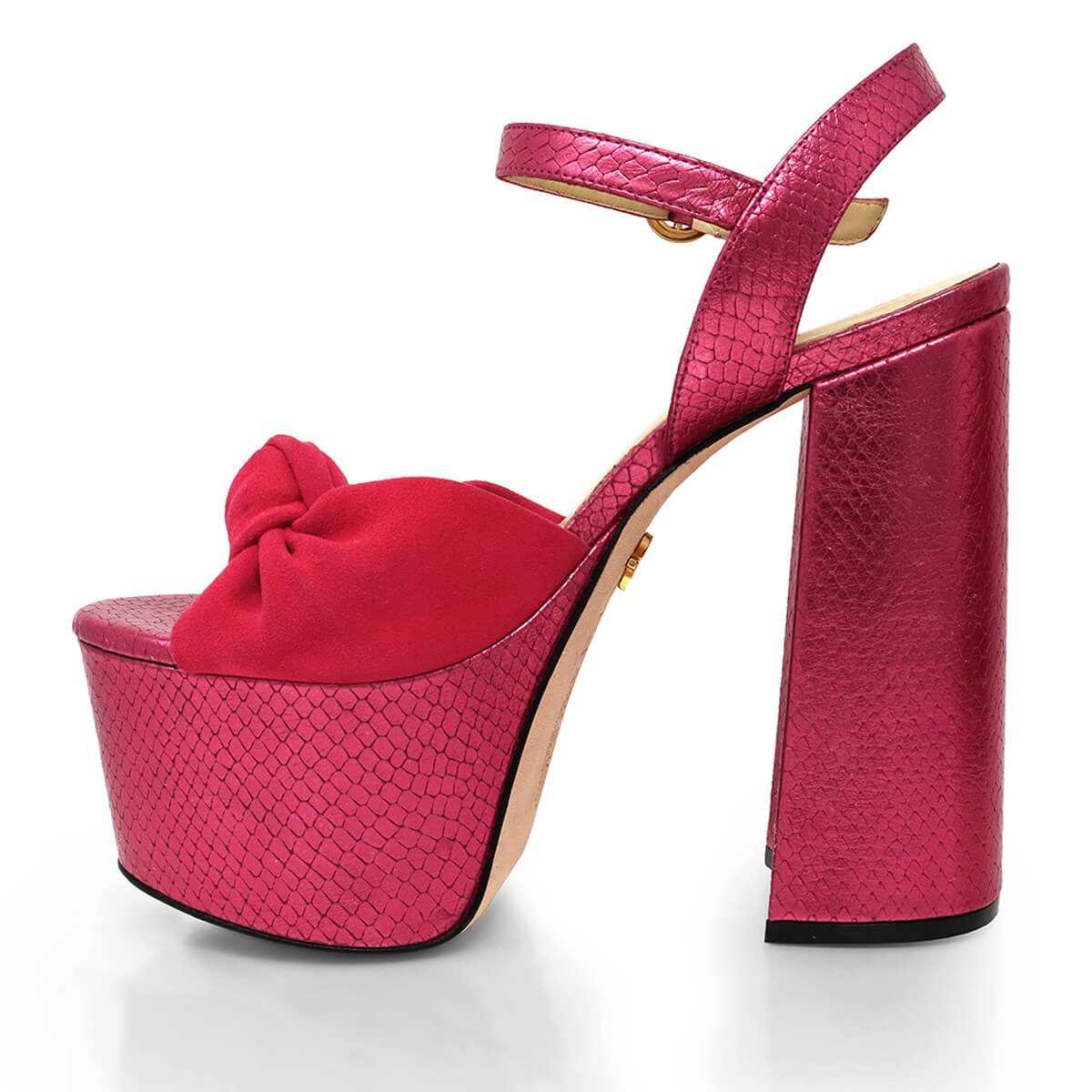 ALE 150 - Fuchsia Regina Romero High Heel Platform Sandal Shoe for Women in Leather