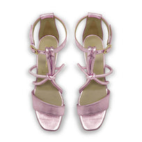 CALIPSO 95 - Rosa Metalico Regina Romero Zapato Sandalia Plataforma Tacon Alto Para Dama en Piel