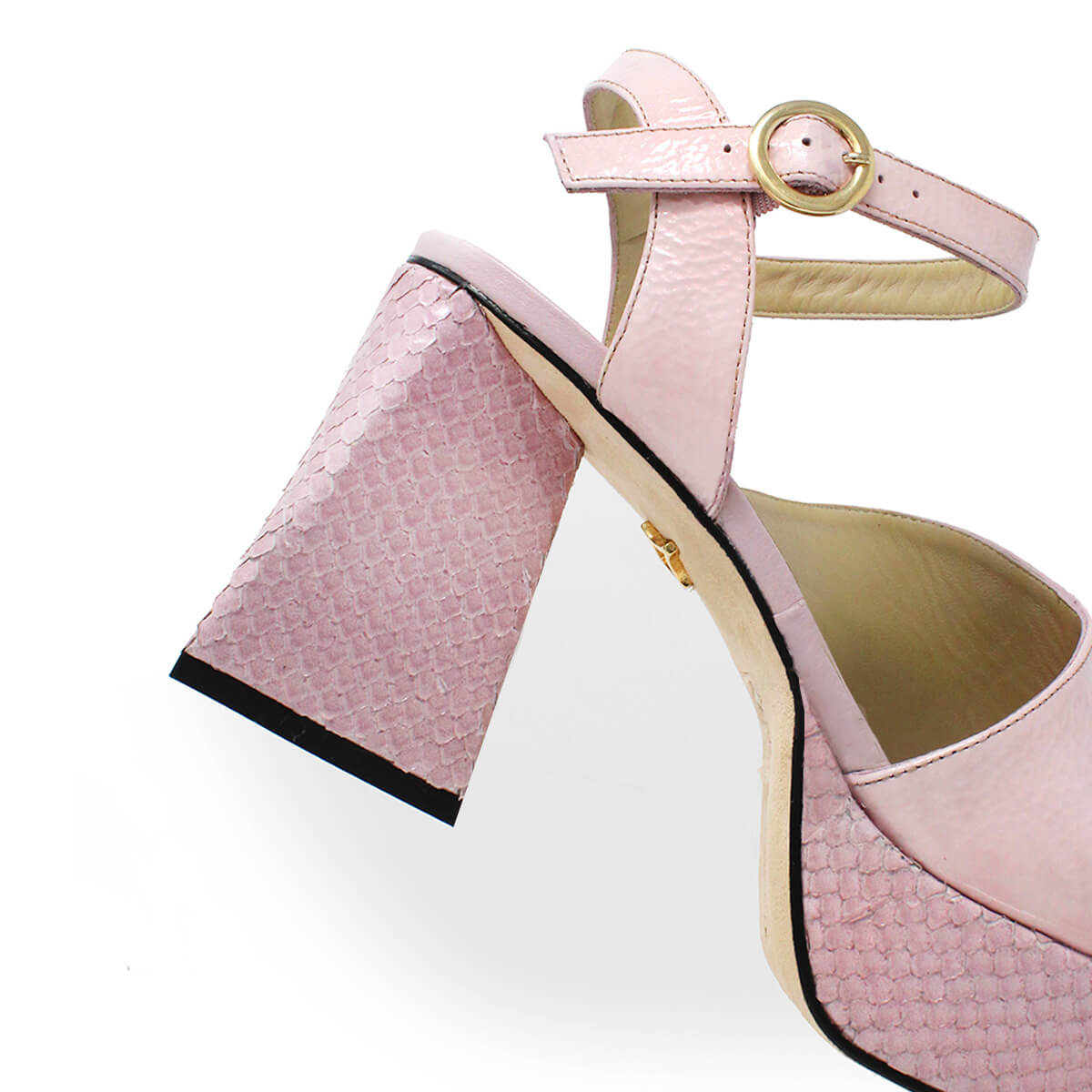 KIANA 95 - Charol Rosa Claro Regina Romero Zapato Sandalia Plataforma Tacon Alto Para Dama en Piel