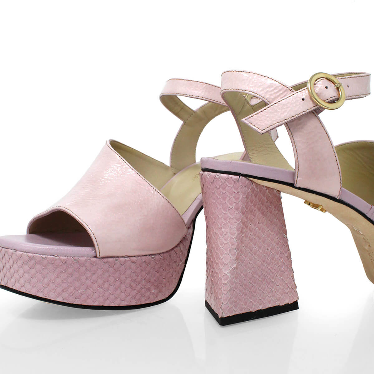 KIANA 95 - Charol Rosa Claro Regina Romero Zapato Sandalia Plataforma Tacon Alto Para Dama en Piel
