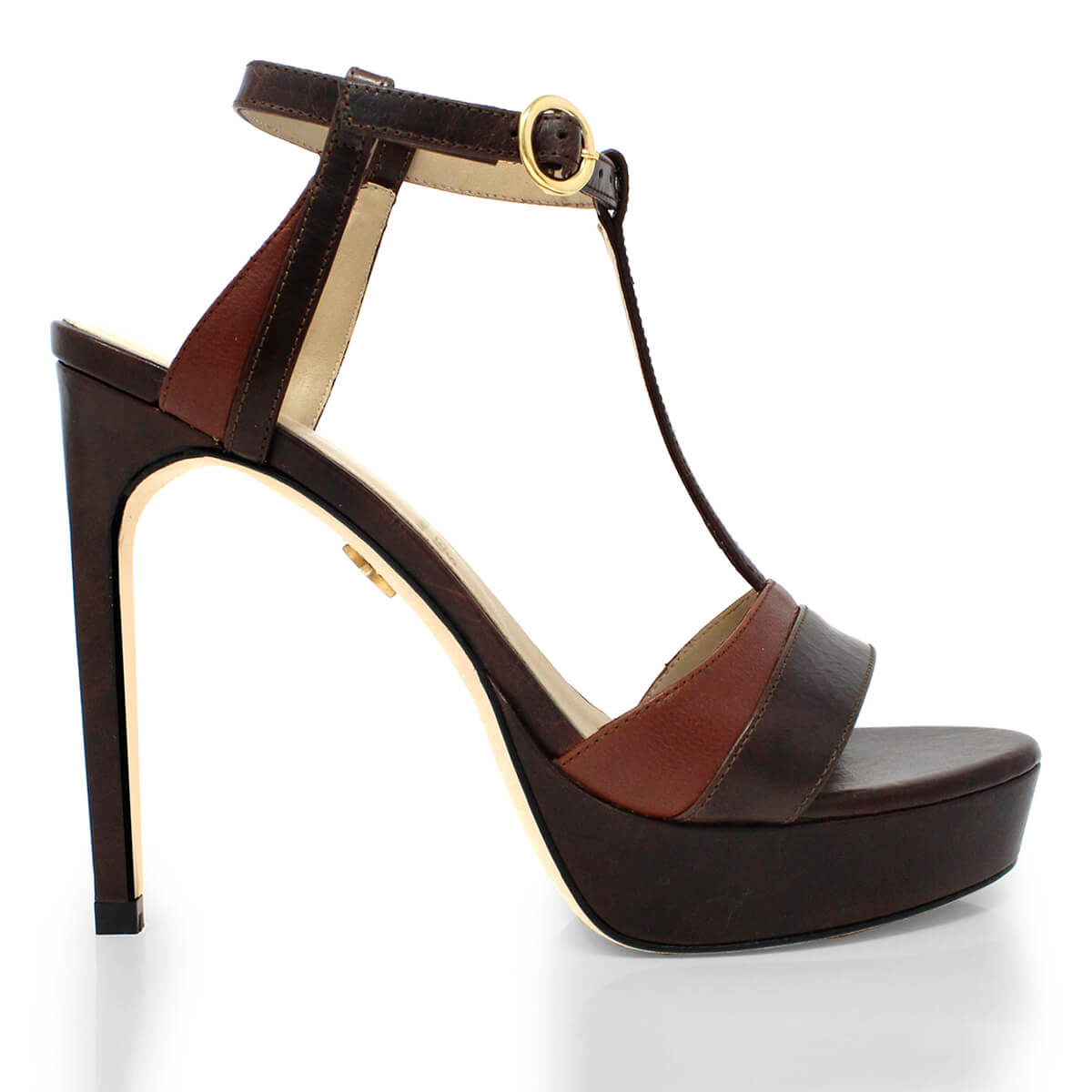 PITA 125 - Cafe Regina Romero Zapato Sandalia Plataforma Tacon Alto Para Dama en Piel