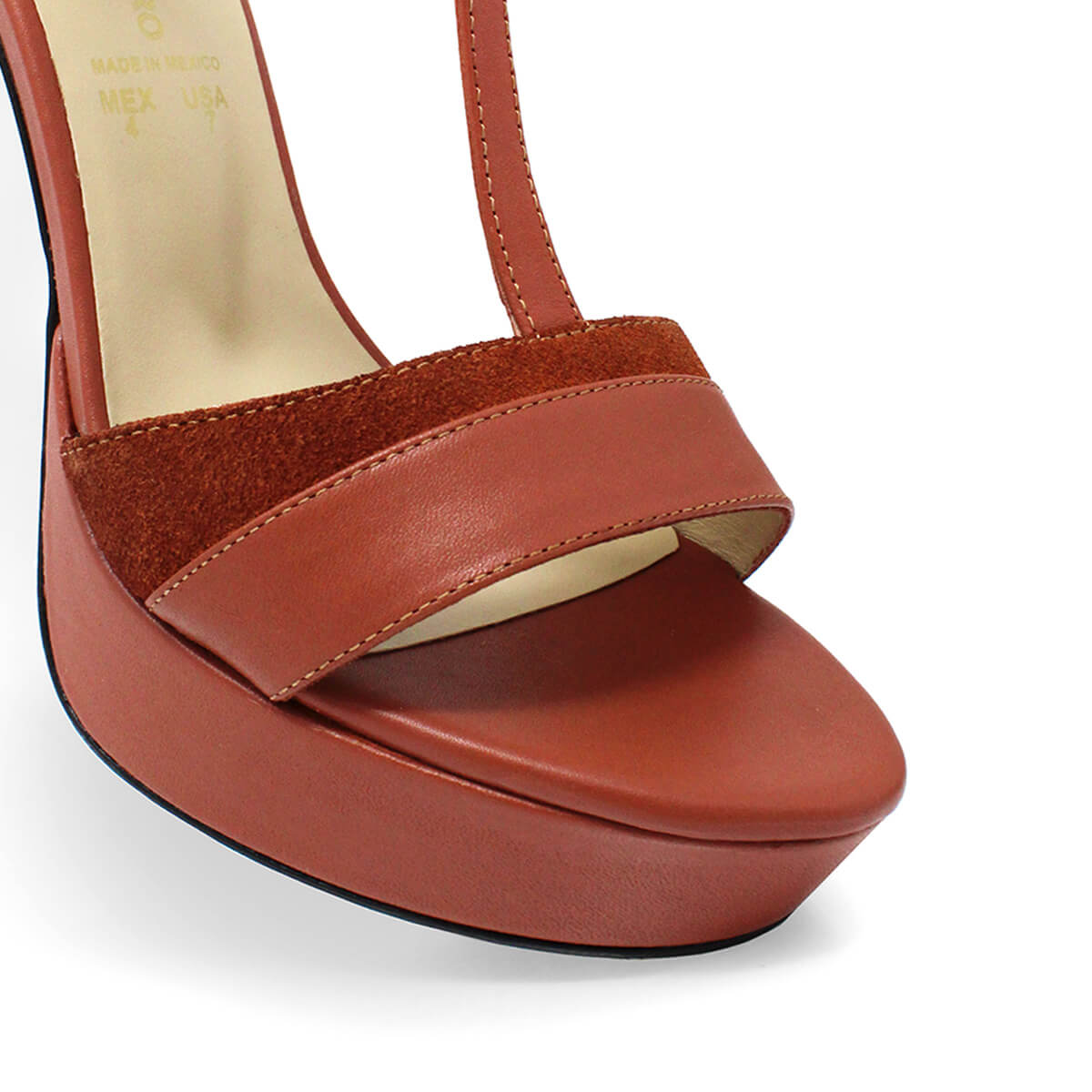 PITA 125 - Terracota Regina Romero Zapato Sandalia Plataforma Tacon Alto Para Dama en Piel
