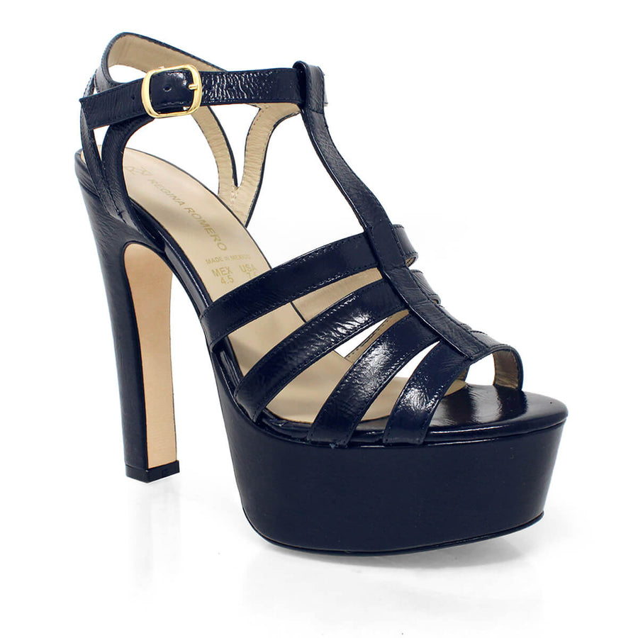 ROMI 135 - Light Pink Regina Romero High Heel Platform Sandal Shoe for Lady in Leather