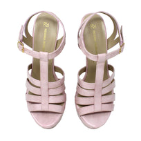 ROMI 135 - Charol Rosa Claro Regina Romero Zapato Sandalia Plataforma Tacon Alto Para Dama en Piel