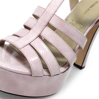 ROMI 135 - Charol Rosa Claro Regina Romero Zapato Sandalia Plataforma Tacon Alto Para Dama en Piel
