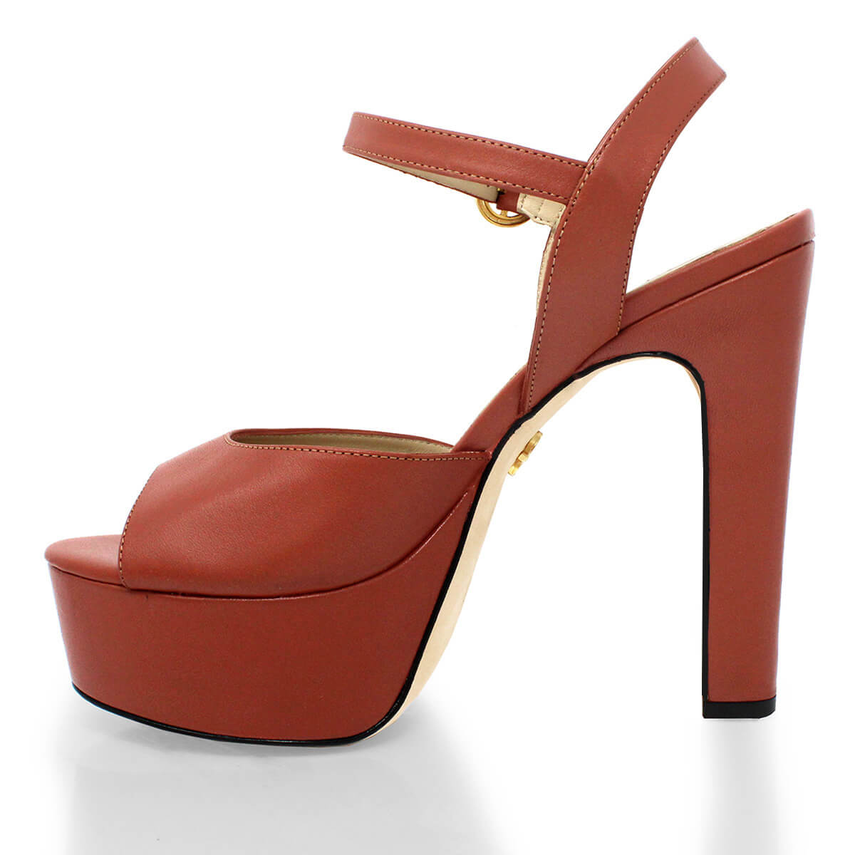 SABRINA 135 - Terracota Regina Romero Zapato Sandalia Plataforma Tacon Alto Para Dama en Piel