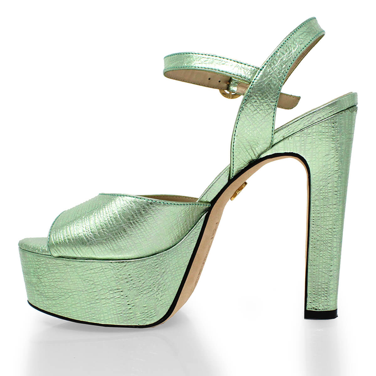 SABRINA 135 - Mint Regina Romero High Heel Platform Sandal Shoe for Women in Leather