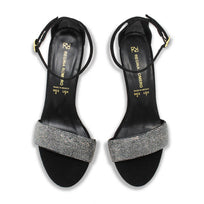 CHANTAL 85 GLAM - Ante Negro Regina Romero Zapato Sandalia Zapatilla Tacon Alto Para Dama en Piel