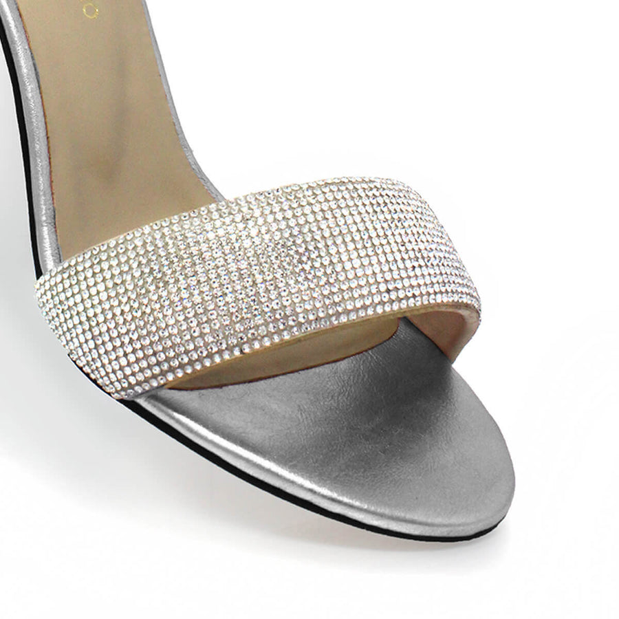 CHANTAL 85 GLAM - Plata Regina Romero Zapato Sandalia Zapatilla Tacon Alto Para Dama en Piel