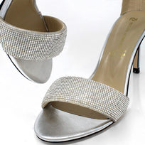 CHANTAL 85 GLAM - Plata Regina Romero Zapato Sandalia Zapatilla Tacon Alto Para Dama en Piel