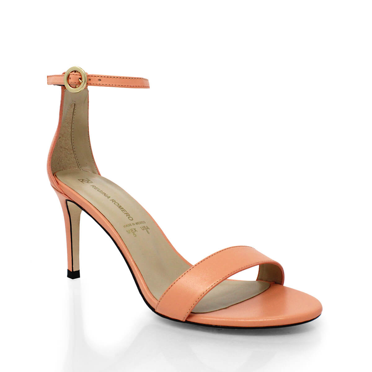 CLAUDINE 85 - Coral Regina Romero Zapato Sandalia Zapatilla Tacon Alto Para Dama en Piel