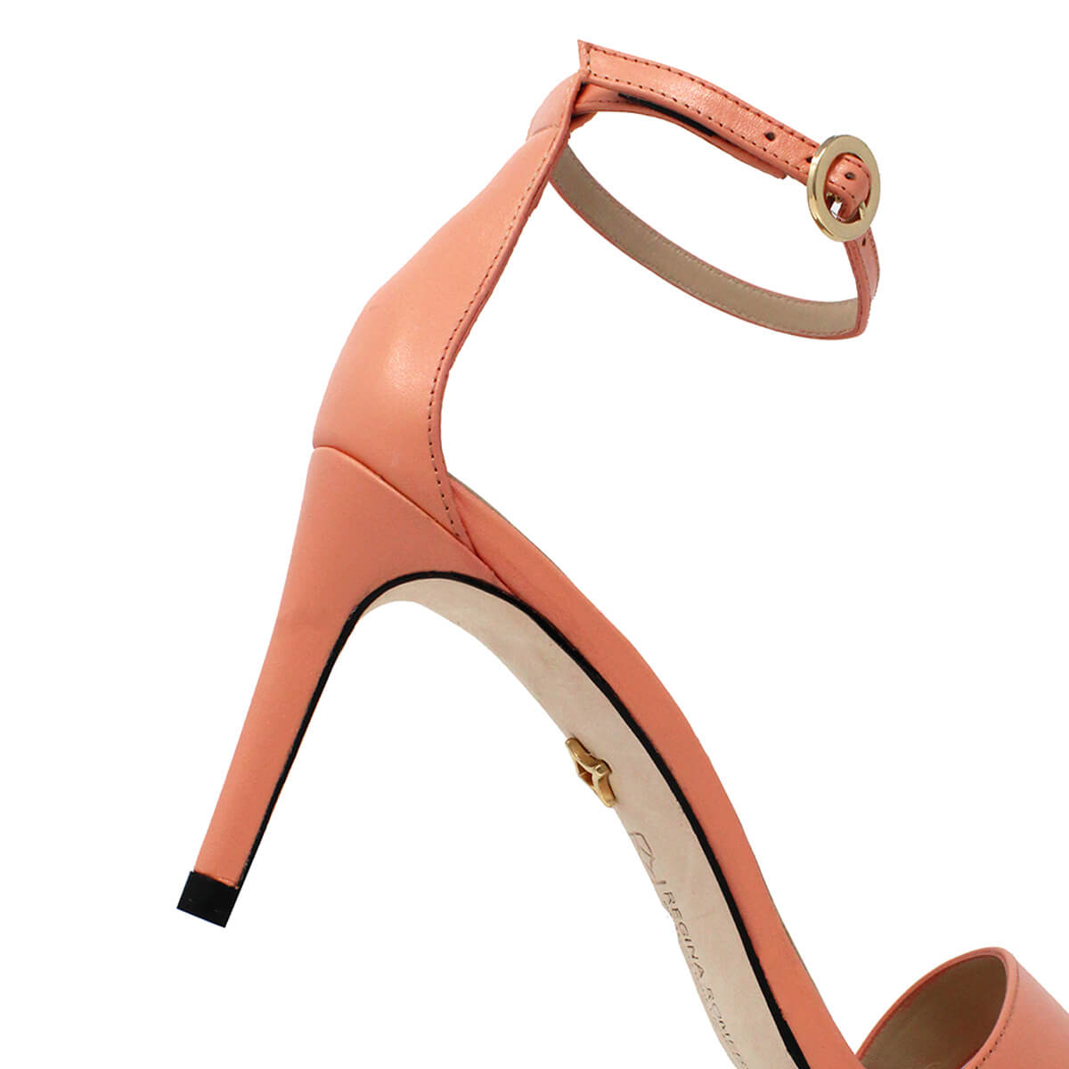 CLAUDINE 85 - Coral Regina Romero Zapato Sandalia Zapatilla Tacon Alto Para Dama en Piel
