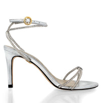 ELOISE 85 GLAM - Plata Regina Romero Zapato Sandalia Zapatilla Tacon Alto Para Dama en Piel