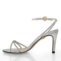 ELOISE 85 GLAM - Plata Regina Romero Zapato Sandalia Zapatilla Tacon Alto Para Dama en Piel