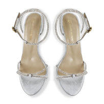 ELOISE 85 GLAM - Plata Regina Romero Zapato Sandalia Zapatilla Tacon Alto Para Dama en Piel