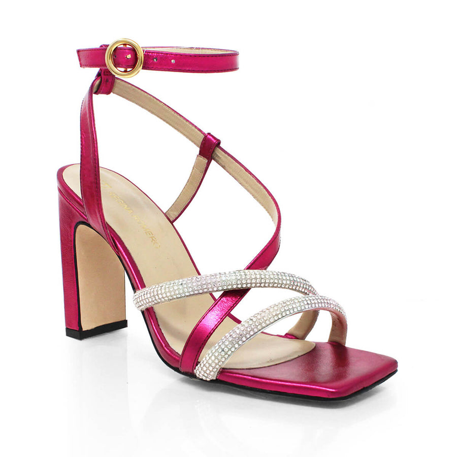 PIA 100 GLAM - Bugambilia Regina Romero Zapato Sandalia Zapatilla Tacon Alto Para Dama en Piel