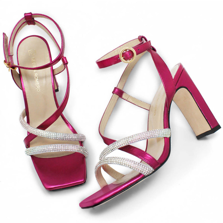 PIA 100 GLAM - Bugambilia Regina Romero Zapato Sandalia Zapatilla Tacon Alto Para Dama en Piel