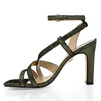 PIA 100 - Negro e Inox Regina Romero Zapato Sandalia Zapatilla Tacon Alto Para Dama en Piel