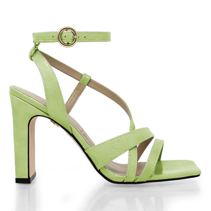 PIA 100 - Charol Verde Claro Regina Romero Zapato Sandalia Zapatilla Tacon Alto Para Dama en Piel