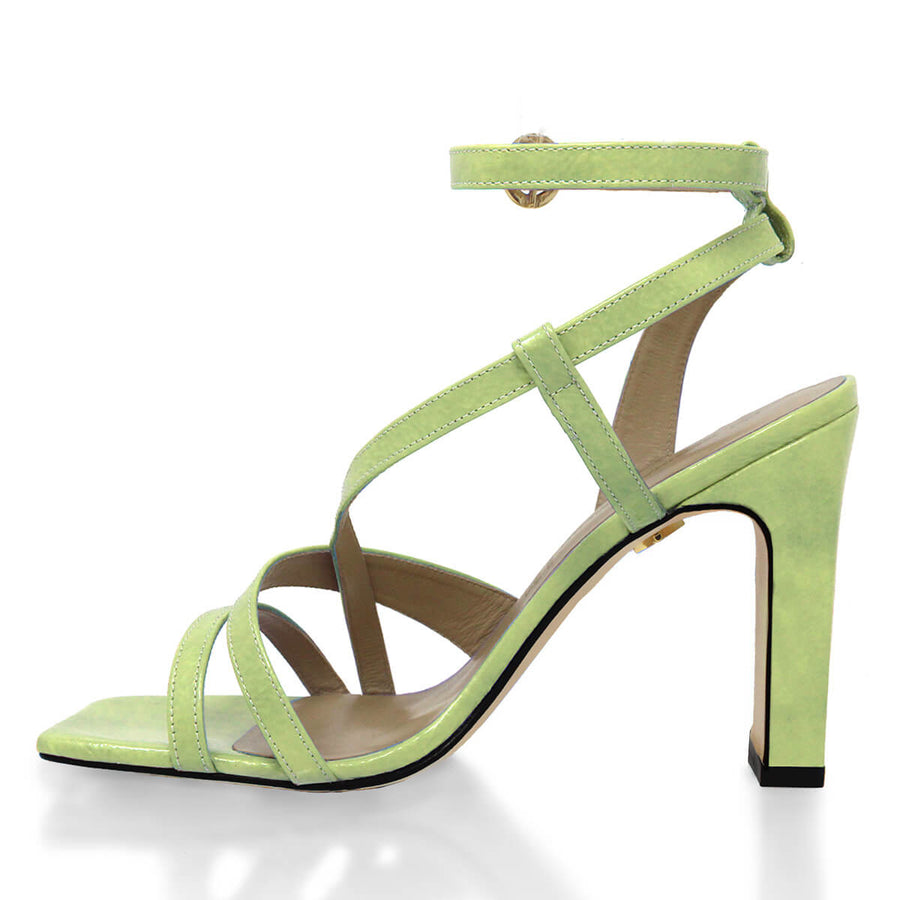 PIA 100 - Charol Verde Claro Regina Romero Zapato Sandalia Zapatilla Tacon Alto Para Dama en Piel