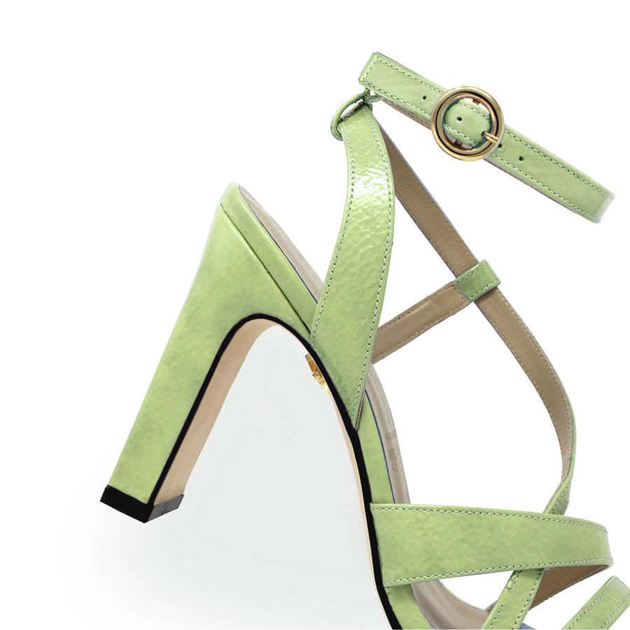 PIA 100 - Charol Verde Claro Regina Romero Zapato Sandalia Zapatilla Tacon Alto Para Dama en Piel