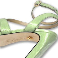 PIA 100 - Charol Verde Claro Regina Romero Zapato Sandalia Zapatilla Tacon Alto Para Dama en Piel
